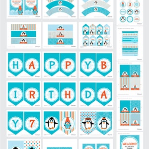 PENGUIN BIRTHDAY INVITATION and Party Decoration Full Printable Penguin ...