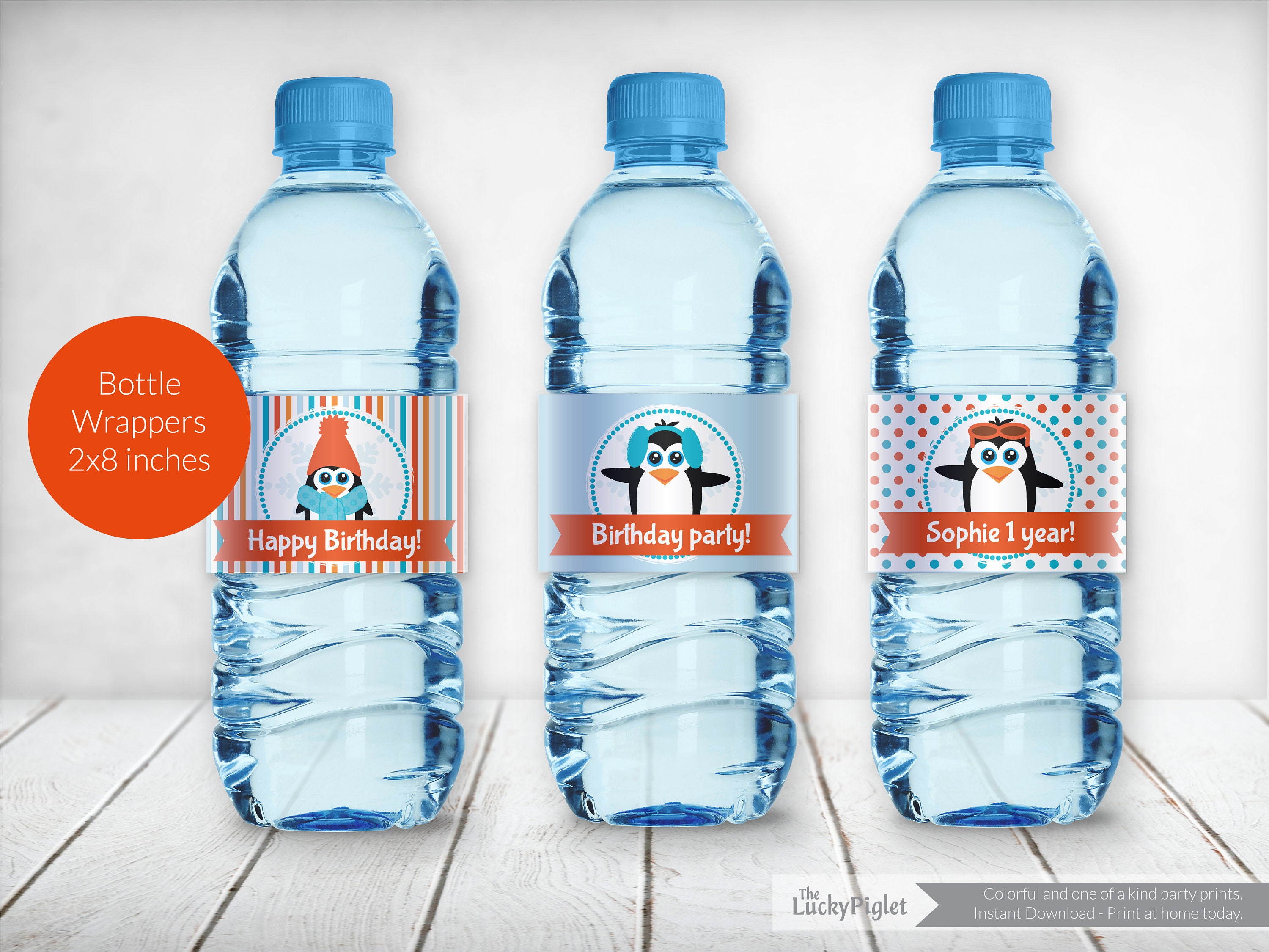 Penguin Bottle Wrappers Penguin Water Bottle Labels Penguin - Etsy