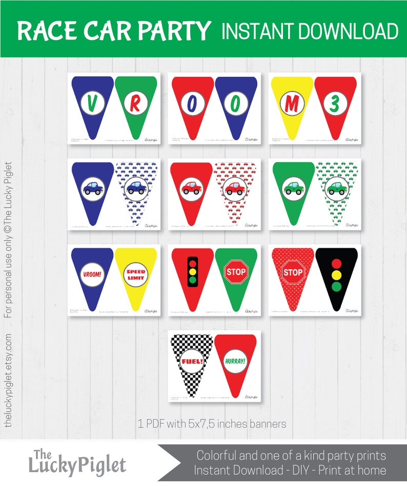 RACE CAR Birthday Party BANNER, Race Car Baby Shower Banner, Race Car