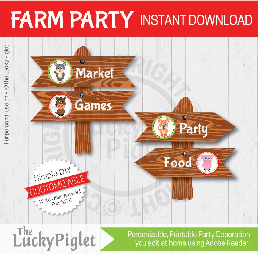 FARM PARTY SIGNS, Barnyard Party Signs, Barnyard Signs, Farm Party ...