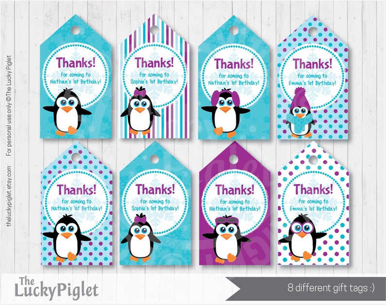 Pinguin-Geburtstag-danke Stichwörter. Süße Tags für - Etsy.de