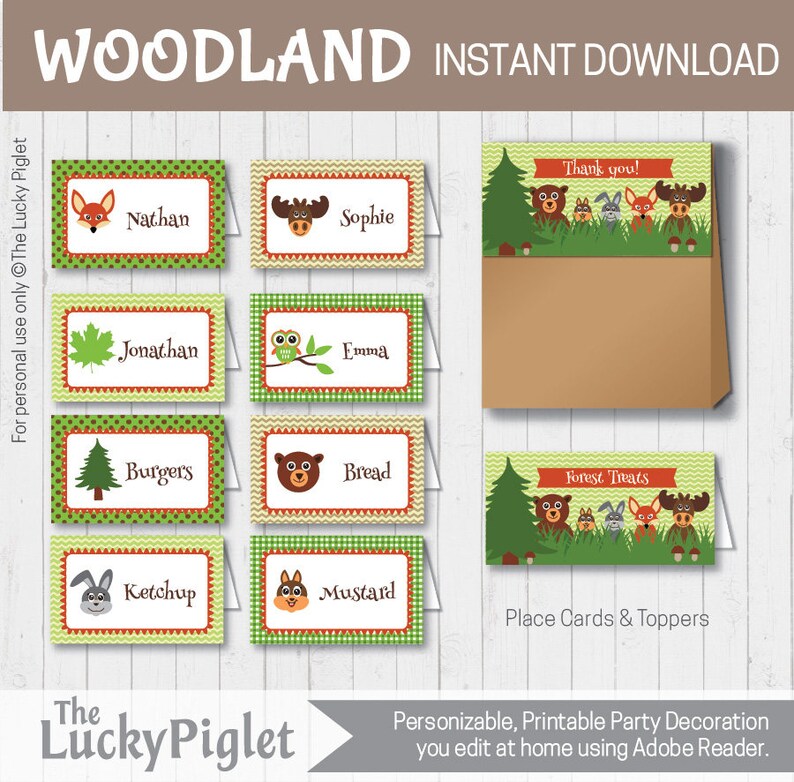 Woodland Food Labels Woodland Party Decoration Forest Party Food Labels