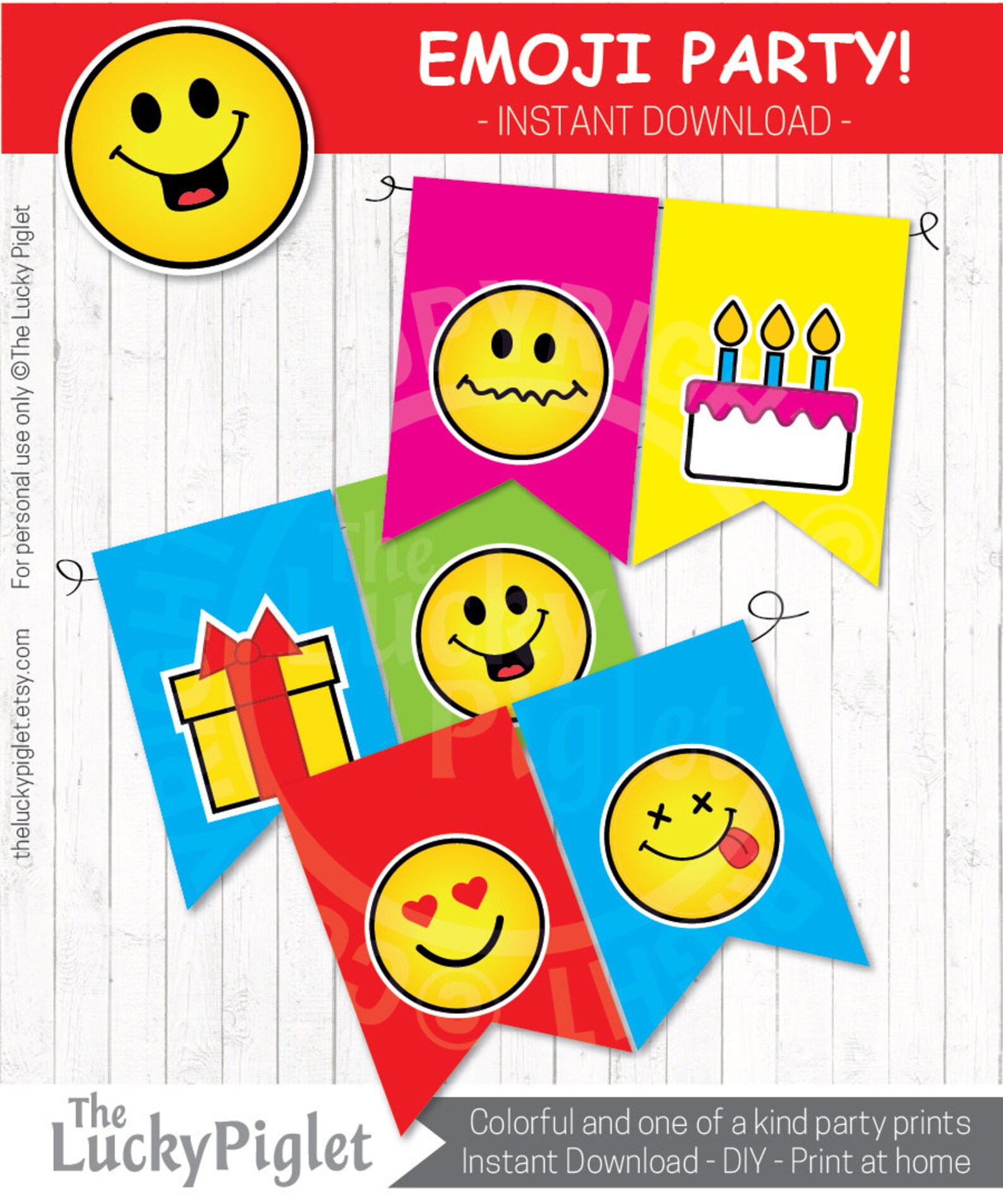 EMOJI PARTY Printable Package Emoji Party Decorations Emoji - Etsy Norway