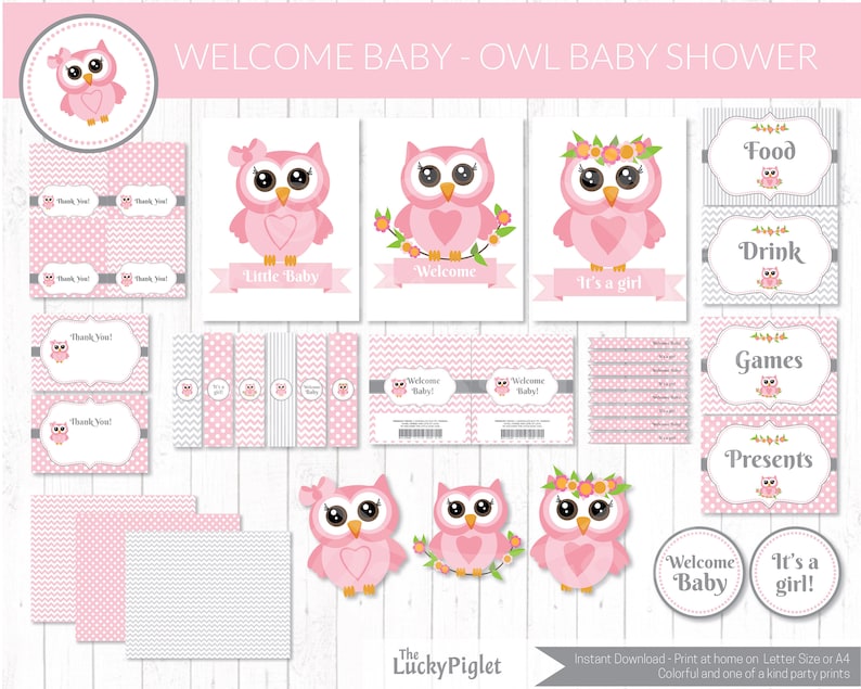 Printable Owl Baby Shower Decorations You Print at Home. BIG Baby ...