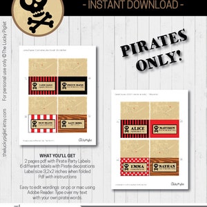 PIRATE PARTY Food Labels | Pirate Place Cards, Pirate Table Labels ...