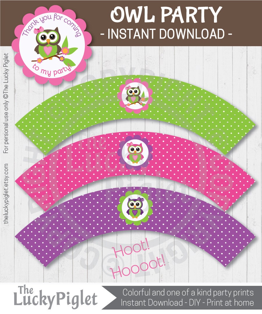 Owl Cupcake Wrappers, Owl Printables, Cupcake Wraps, Owl Party ...