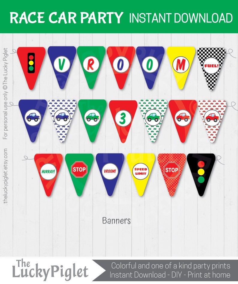 RACE CAR Birthday Party BANNER, Race Car Baby Shower Banner, Race Car ...