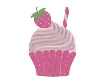 Strawberry cupcake machine embroidery design