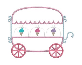 Ice Cream Cart machine embroidery design