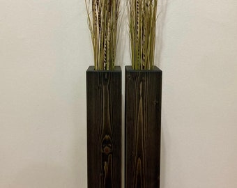 Set of 2 at 24" Rustic Floor Vases/Wood Vases/Home Decor/Home and Living/Living Room Decor/Office Decor/Handmade/Free Shipping