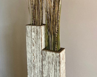 Set-24" and 18" Rustic Floor Vases/Wood Vase/Home Decor/Decorative Vase/Home and Living/Living Room Decor/Handmade/Free Shipping