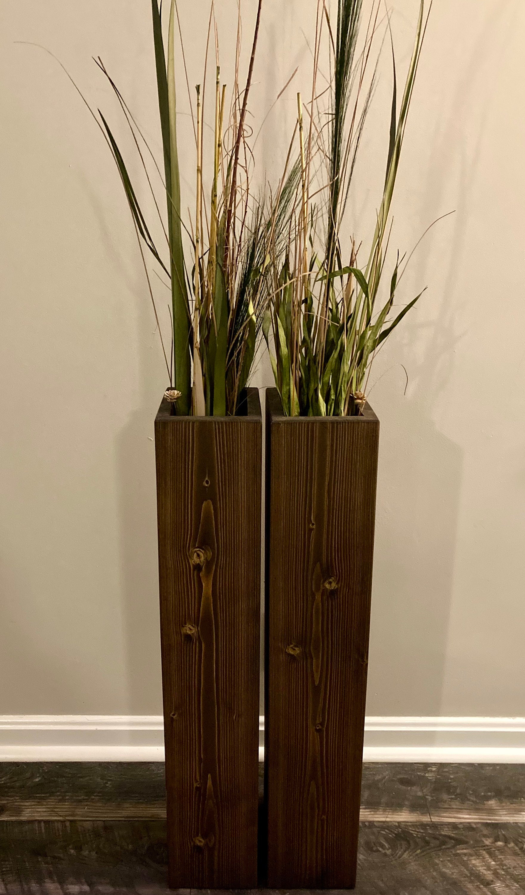 Set of 2 Rustic Floor Vases With Removable Interior Etsy