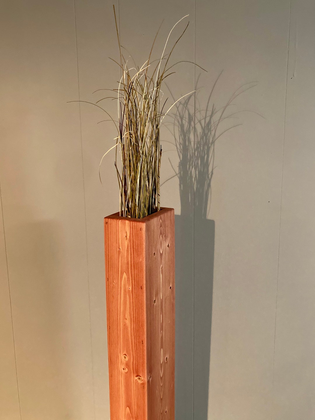 Tall Wood Floor Vase, Rustic Wood Vase, Decorative Vase, Farmhouse ...