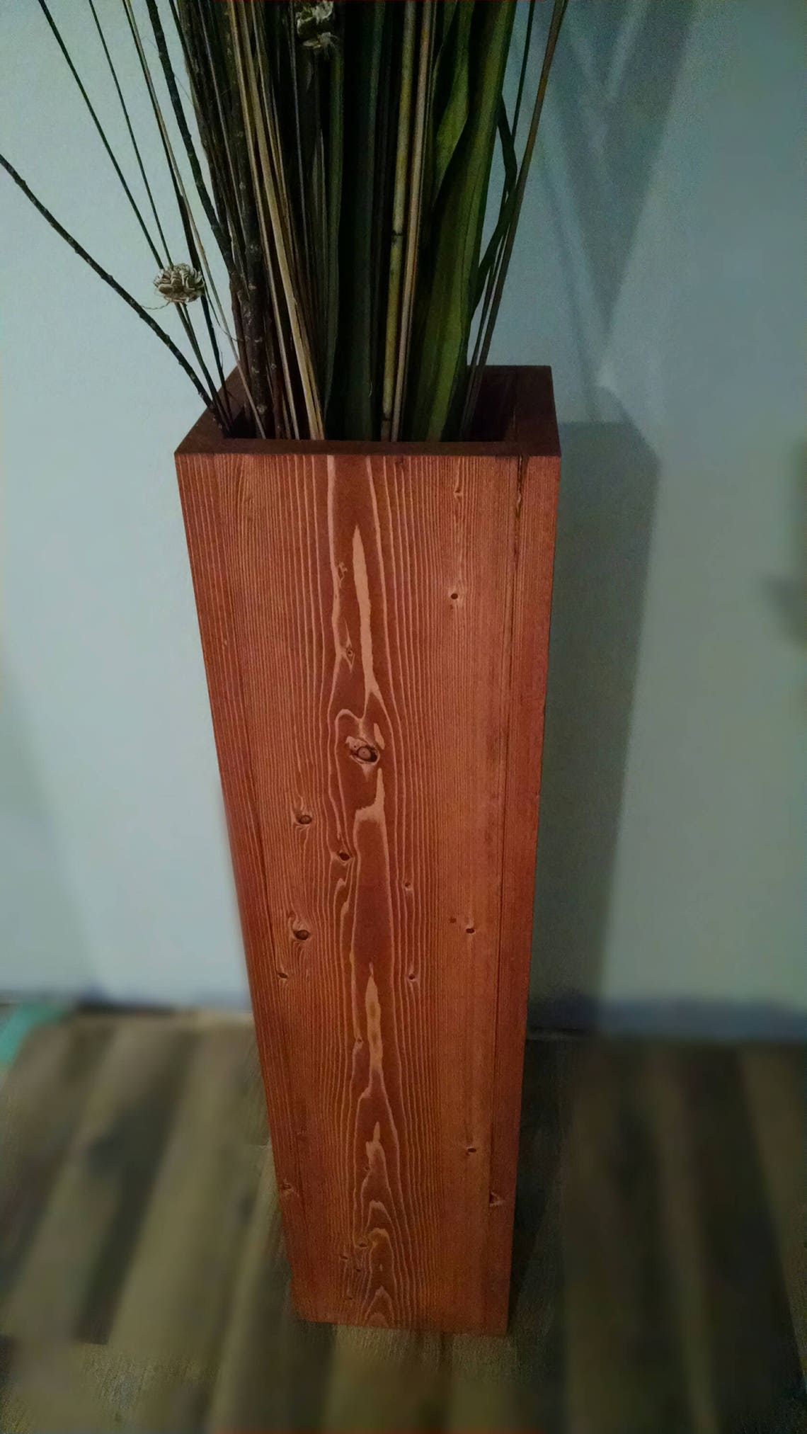 Wide Single Taller Rustic Wood Floor Vase/Home Etsy