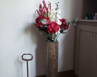Single Rustic Floor Vase/Wood Vase/Home Decor/Decorative Vase/Home and Living/Living Room Decor/Gift For Home/Handmade/Free Shipping
