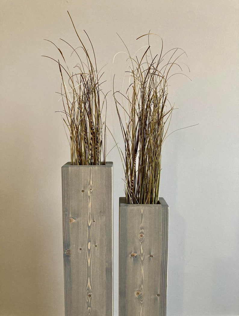 Set-24 and 18 Rustic Floor Vases/Wood Vase/Home Decor/Decorative Vase/Home and Living/Living Room Decor/Handmade/Free Shipping Weathered Gray