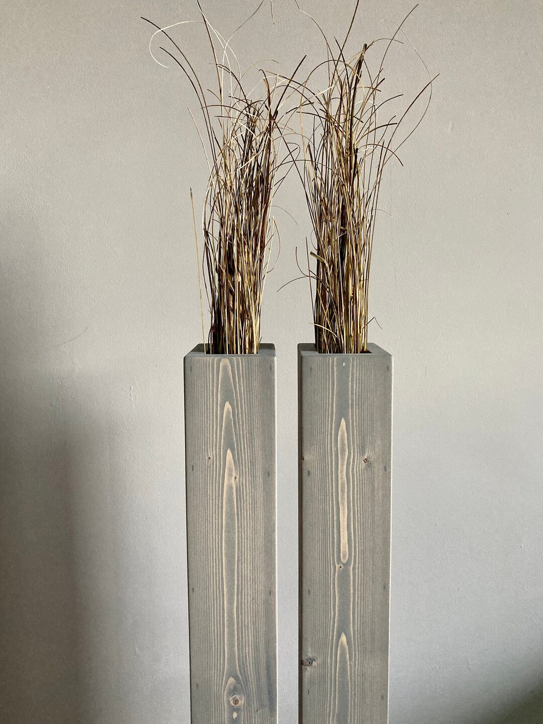 Set of 2 at 24 Rustic Floor Vases/wooden Vases/home Etsy