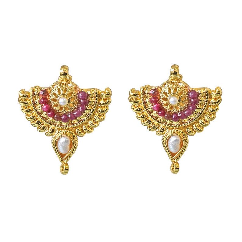 Red Ruby beads and Gold Plated Pendant Necklace and Earring Set for Women SN751 Real Freshwater Pearl