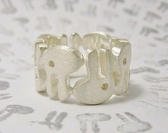 moribbitowa ( eternal eternity rabbit bunny hare sterling silver ring jewelry )