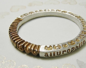 ailurophile ( mille±feuille ) ((( Price is for 1 ring only ))) ... engraved stapmed words letters message sterling silver ring