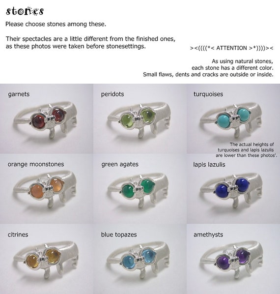 Miaow With Spectacles Glasses Cat Sterling Silver Ring Gem