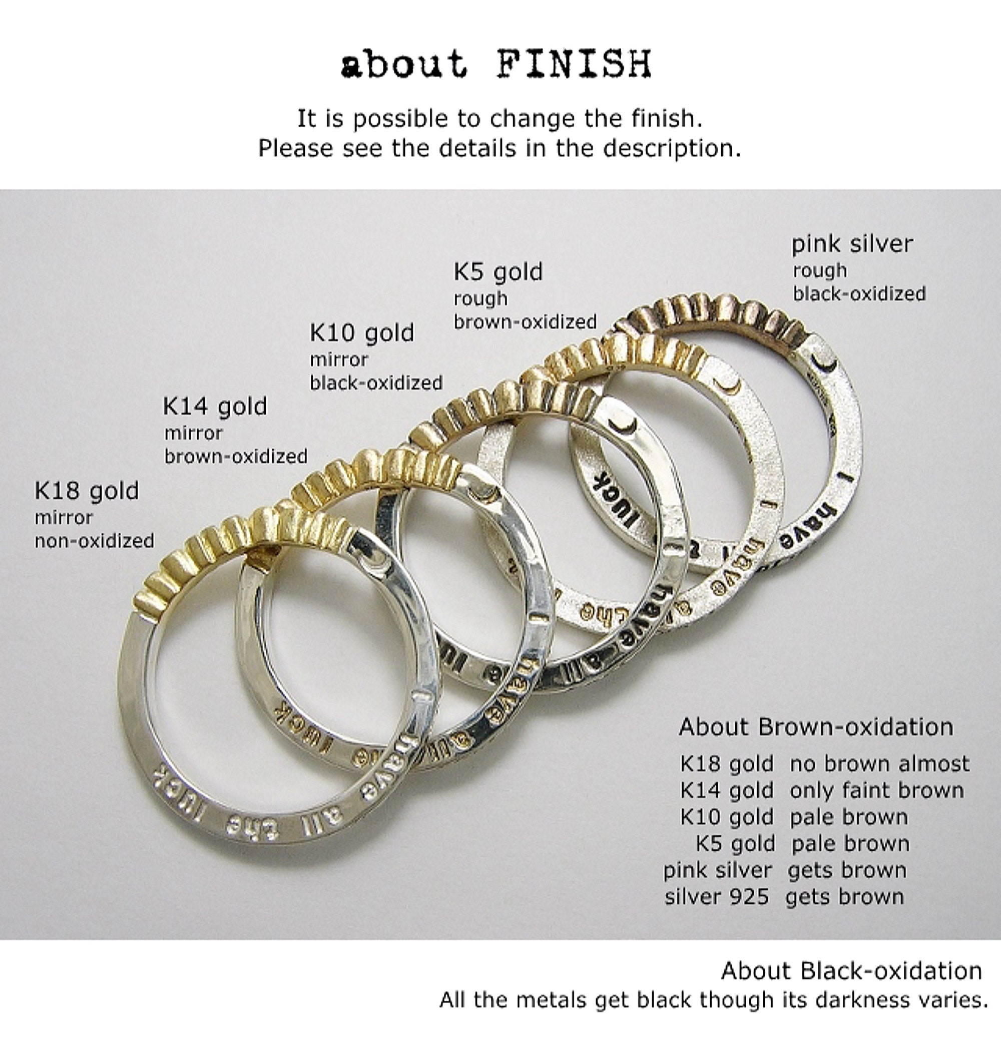 【本日限定】蕾リング　K5 Moon I.e. Tsuki I.e. Luck - 5 Rings ( US 6 1/4 Only
