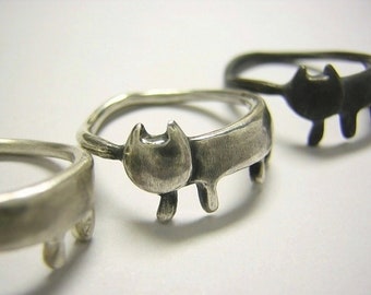 miaow ( cat sterling silver ring engraving personalizable simple jewelry ((( Price for 1 ring )))