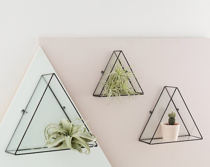 Euclid Triangle Glass Wall Display Shelf Etsy UK