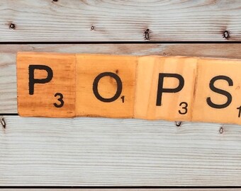 Pops  fridge magnet using old wooden letters