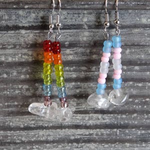 Queer Rainbow or Transgender Pride Flags with Quartz Earrings image 1