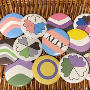 Transgender, Genderqueer, NonBinary, Genderfluid, Agender, Intersex Pride Buttons and Magnets