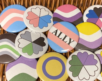 Transgender, Genderqueer, NonBinary, Genderfluid, Agender, Intersex Pride Buttons and Magnets