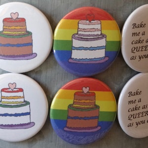 LGBTQ Rainbow Pride Cake Pins/Magnets image 2