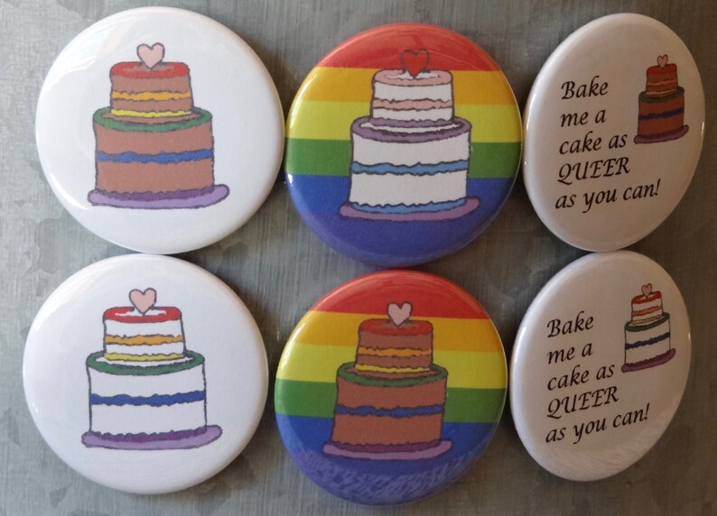 LGBTQ Rainbow Pride Cake Pins/Magnets image 2