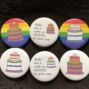 LGBTQ Rainbow Pride Cake Pins/Magnets image 1