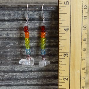 Queer Rainbow or Transgender Pride Flags with Quartz Earrings image 2