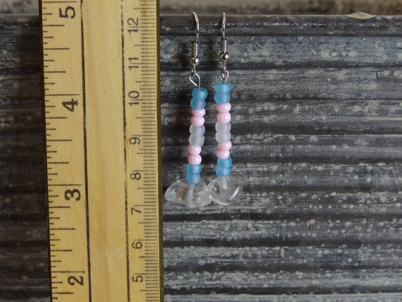 Queer Rainbow or Transgender Pride Flags with Quartz Earrings image 3