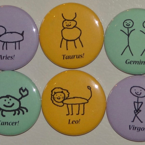 Zodiac/Astrology Buttons/Pins and Magnets