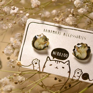Squirrel Studs Earrings,Sterling Silver Earrings,Stainless Steel Earrings,Squirrel Jewelry, Gift For Squirrel Lover, Cute Squirrel