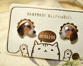 Orecchini a bottone con cane Beagle, orecchini in argento sterling, orecchini in acciaio inossidabile, gioielli per cani, regalo per proprietario di cane, regalo per amante dei cani