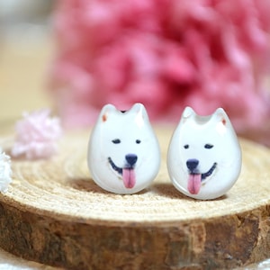 Samoyed Dog Studs Earrings,Sterling Silver Earrings,Stainless Steel Earrings,Dog Jewelry, Gift For Dog Owner,Gift For Dog Lover