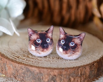 Siamese Cat Studs Earrings,Sterling Silver Earrings,Stainless Steel Earrings,Cat Jewelry,Gift For Cat Mom,Cat Owner,Gift For Cat Lover
