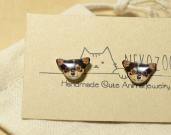 Chihuahua Puppy Earrings, Hypoallergenic Steel Studs, Dog Lover Gift