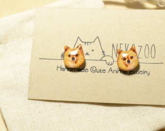 Handmade Chihuahua Stud Earrings, Hypoallergenic Surgical Steel