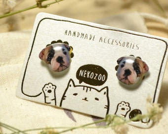 Baby Bulldog Dog Studs Earrings,Sterling Silver Earrings,Stainless Steel Earrings,Dog Jewelry, Gift For Dog Owner,Gift For Dog Lover