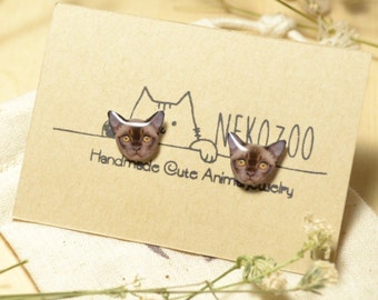 Siamese Cat Cute Studs Earrings,Sterling Silver Earrings,Stainless Steel Earrings,Cat Jewelry,Gift For Cat Mom,Cat Owner,Gift For Cat Lover