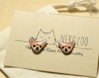 Pendientes de perro chihuahua, pendientes de plata esterlina, pendientes de acero inoxidable, joyas para perros, regalo para dueños de perros, regalo para amantes de los perros