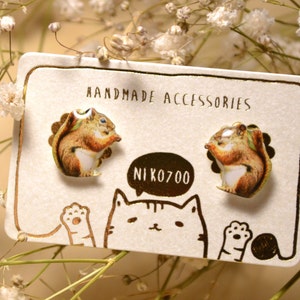 Squirrel Cute Studs Earrings, Sterling Silver Earrings,Stainless Steel Earrings, Squirrel Jewelry, Gift For Squirrel Lover