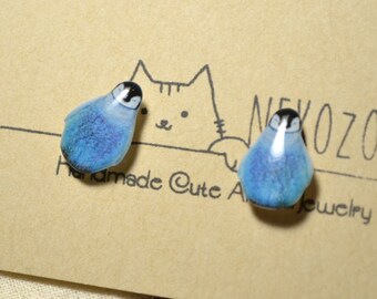 Handgefertigte Pinguin-Ohrstecker, hypoallergener Stahl, niedlicher Harzschmuck