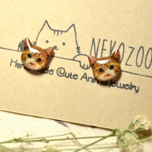 Orange Tabby Cat Studs Earrings,Sterling Silver Earrings,Stainless Steel Earrings,Cat Jewelry,Gift For Cat Mom,Cat Owner,Gift For Cat Lover